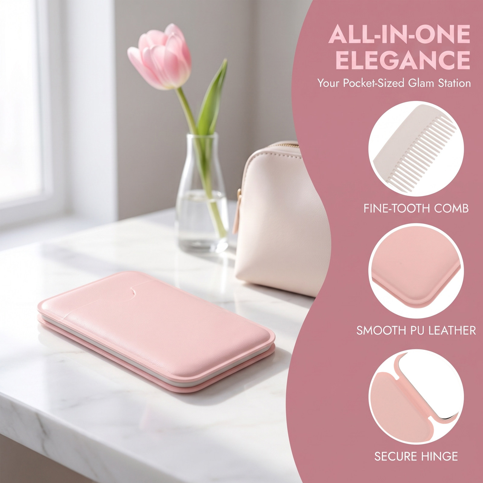 2Pcs Folding Mirror Comb Set S - Beauty Makeup Vanity Set ulasan dan harga