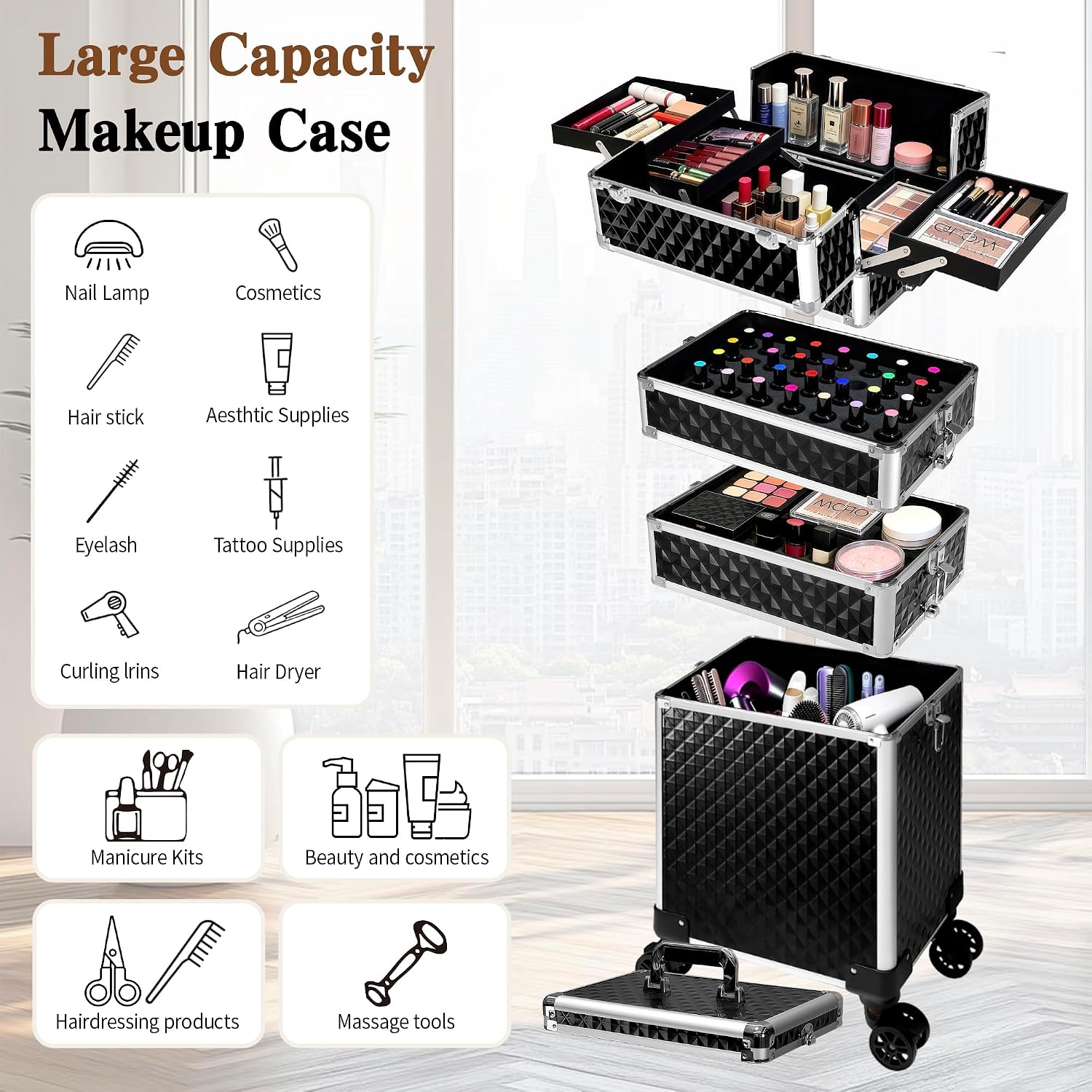 Rolling Makeup Train Case, Cos - Beauty & Makeup Katia Di Paola ulasan dan harga