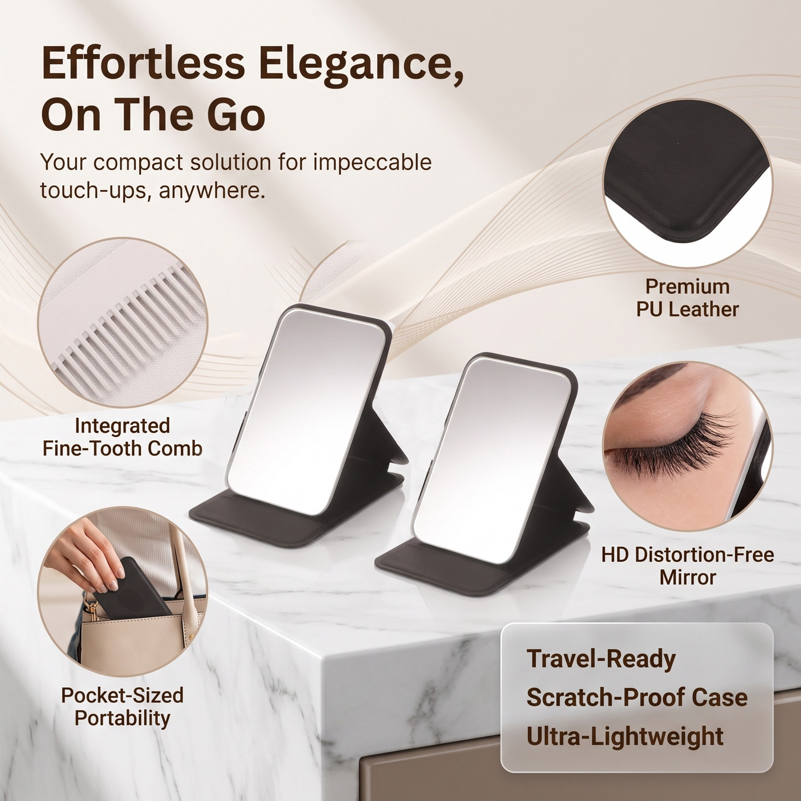 2Pcs Compact Makeup Mirror Com - Beauty Makeup Vanity Set ulasan dan harga